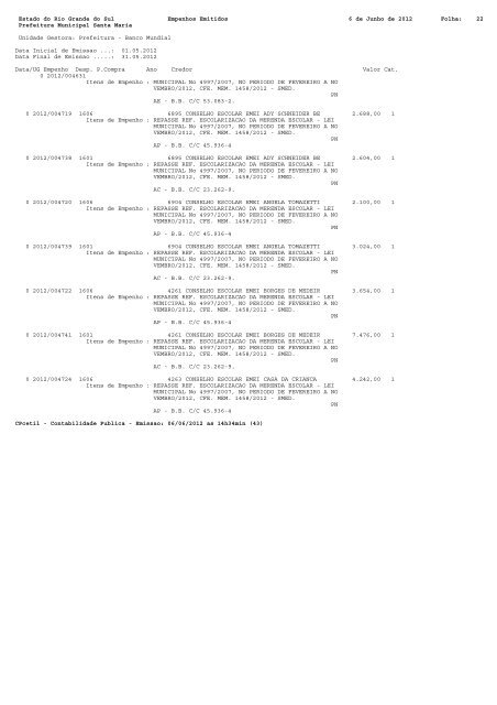 Empenhos Emitidos de Maio de 2012 - Prefeitura Municipal de ...