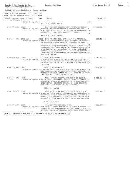 Empenhos Emitidos de Maio de 2012 - Prefeitura Municipal de ...