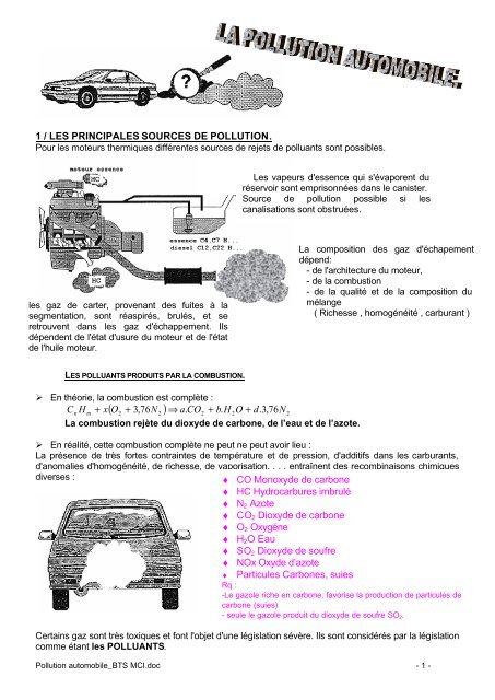 Pollution automobile pdf - AcadÃ©mie de Nancy-Metz