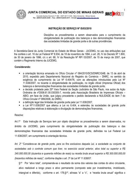 InstruÃ§Ã£o de ServiÃ§o NÂº IS 03/2010 - Junta Comercial do Estado de ...