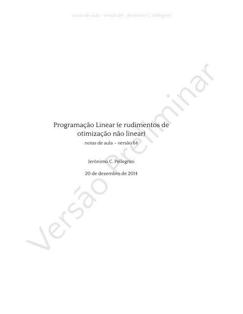 ProgramaÃ§Ã£o Linear (e rudimentos de otimizaÃ§Ã£o nÃ£o-linear)