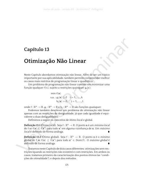 ProgramaÃ§Ã£o Linear (e rudimentos de otimizaÃ§Ã£o nÃ£o-linear)