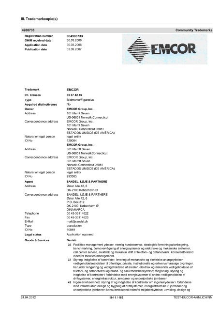 TRADEMARK SEARCH - EuCor GmbH &  Co. KG · WIR GEBEN ...