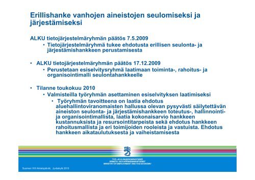 Valtion aluehallinnon uudistus ja arkistotoimi - Arkistolaitos