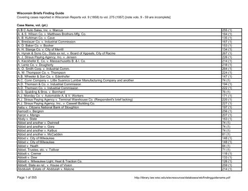 wisc. briefs find. gd. name order excel - University of Wisconsin Law ...