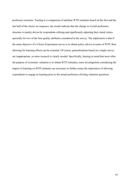 The Effect of Learning and Fatigue on Preferences and WTP in a ...