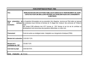 fiche synoptique du projet et son etat d'avancement - IED afrique