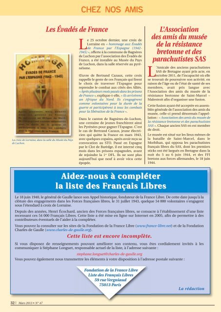 mars 2013 - Fondation de la France Libre
