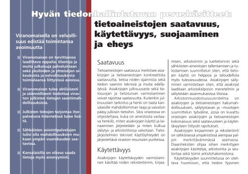 HyvÃ¤Ã¤n tiedonhallintatapaan âesite. Kokonaan - Arkistolaitos