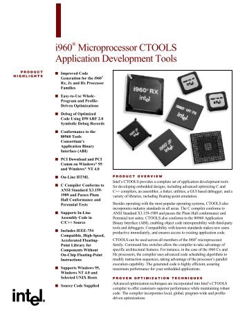 i960 Microprocessor CTOOLS Application Development Tools