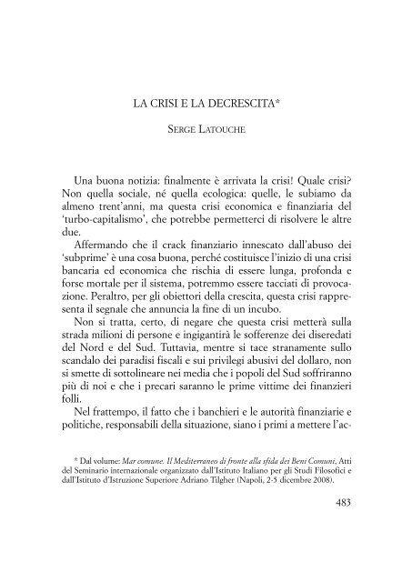 l'istituto italiano per gli studi filosofici e gli studi di economia