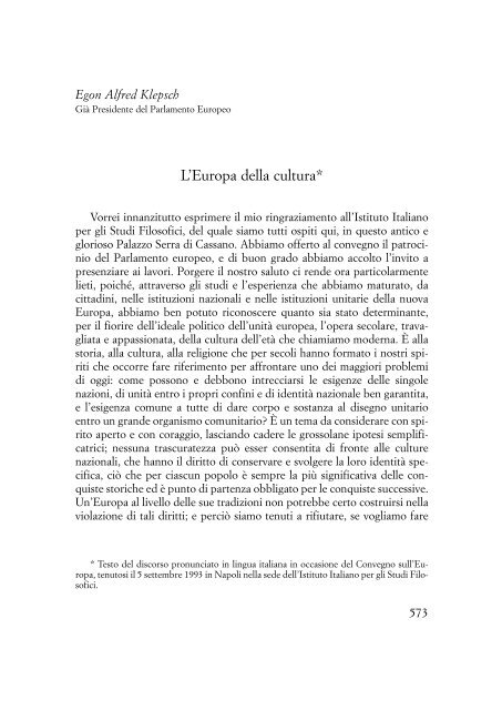 l'istituto italiano per gli studi filosofici e gli studi di economia