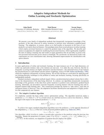 Adaptive Subgradient Methods for Online ... - COLT 2010 - IBM