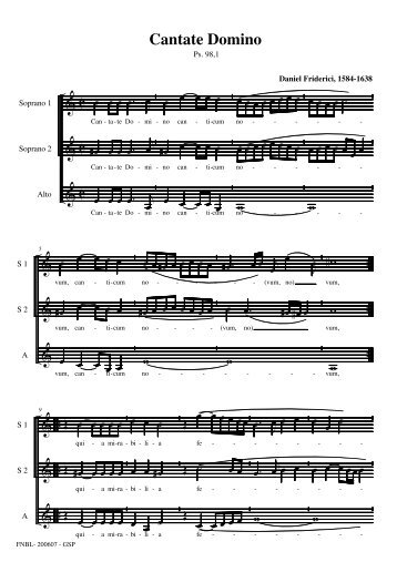 Cantate Domino - D. Friderici - SSA.MUS - nodebibliotek.dk