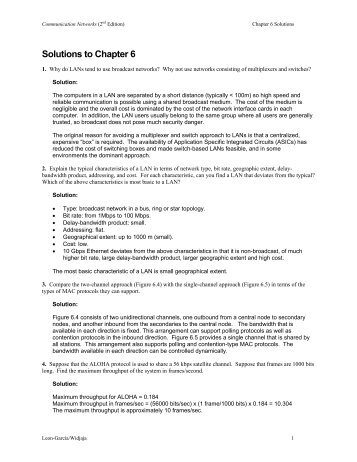 Solutions to Chapter 6 - Communication Networks