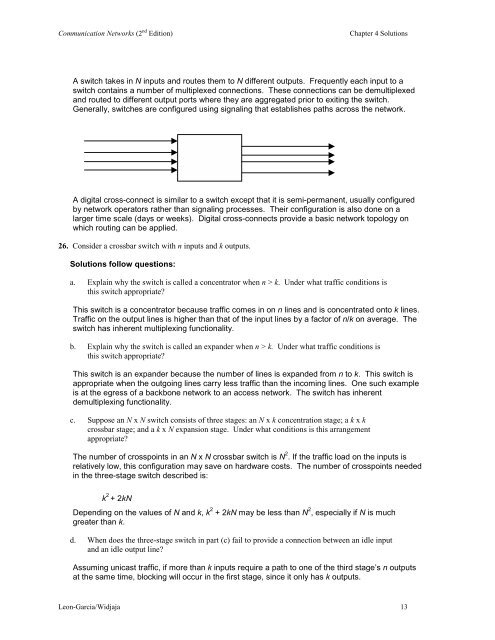 Solutions to Chapter 4 - Communication Networks