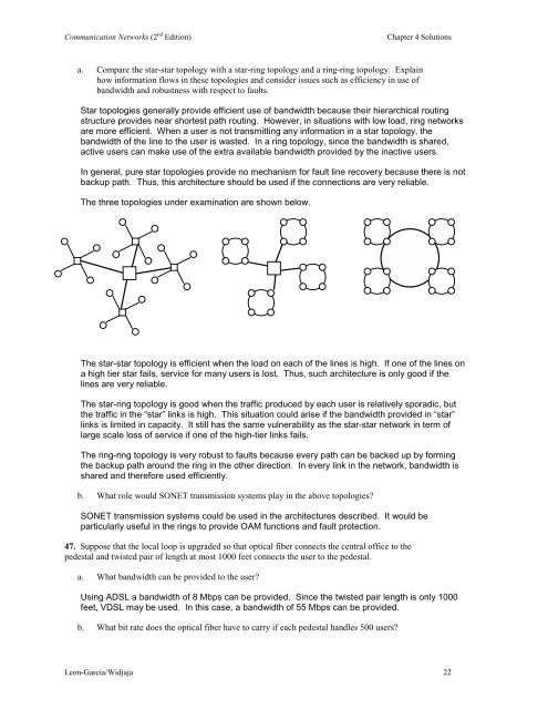 Solutions to Chapter 4 - Communication Networks