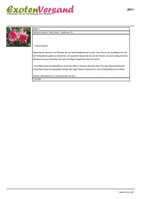 Plumeriapflanzen (47) Grosse Frangipani Plumeriasamen (61) |__ ...
