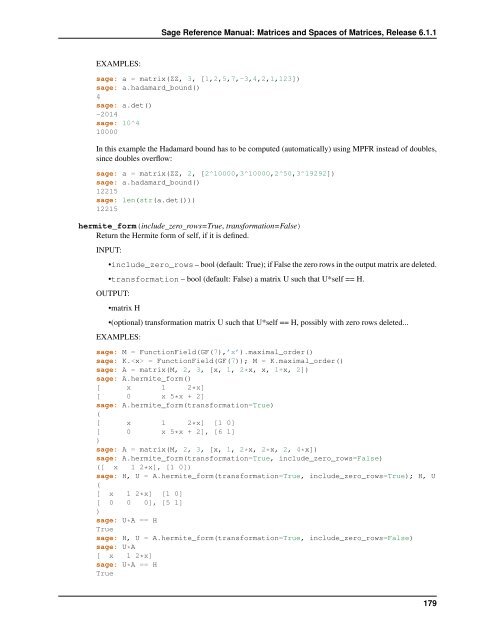 Sage Reference Manual: Matrices and Spaces of Matrices - Mirrors