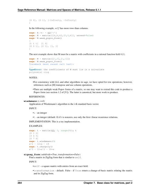 Sage Reference Manual: Matrices and Spaces of Matrices - Mirrors