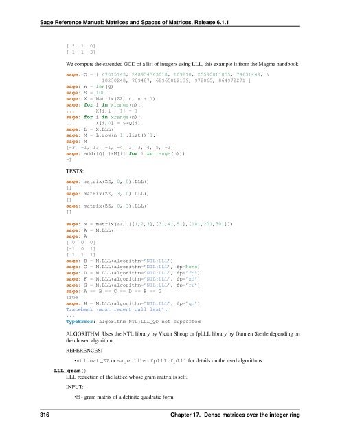 Sage Reference Manual: Matrices and Spaces of Matrices - Mirrors