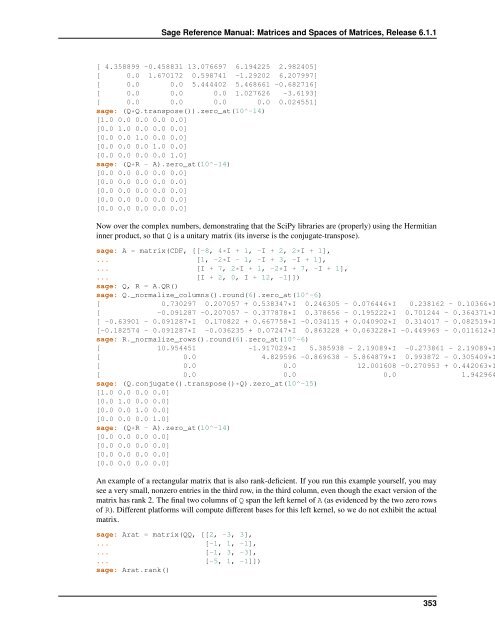 Sage Reference Manual: Matrices and Spaces of Matrices - Mirrors