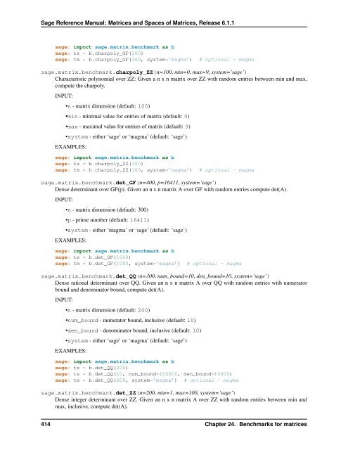 Sage Reference Manual: Matrices and Spaces of Matrices - Mirrors