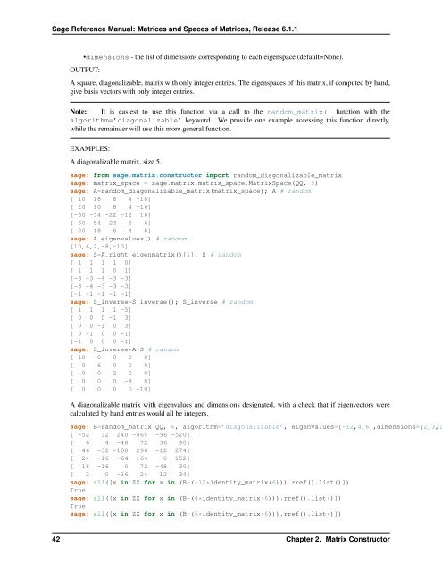 Sage Reference Manual: Matrices and Spaces of Matrices - Mirrors