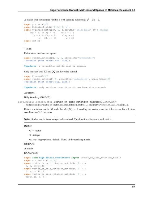 Sage Reference Manual: Matrices and Spaces of Matrices - Mirrors