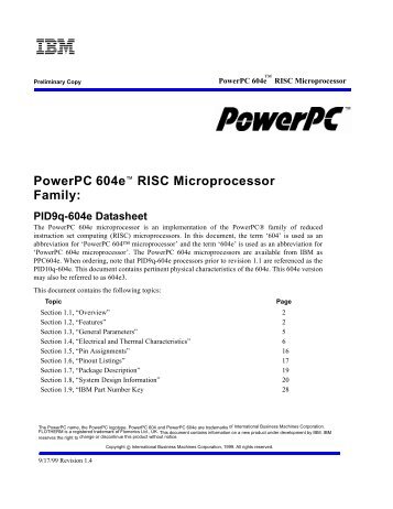 PowerPC 604e ™ RISC Microprocessor Family: