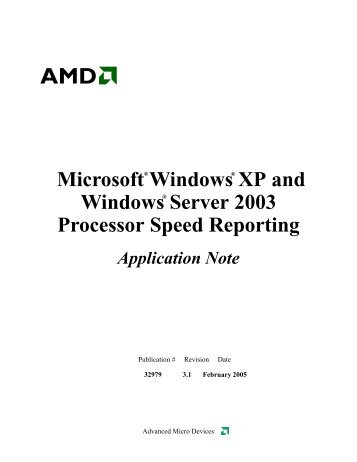 Microsoft Windows XP and Windows Server 2003 Processor Speed
