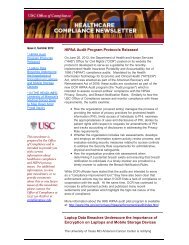 Healthcare Compliance Newsletter - Summer 2012 - USC Office of ...