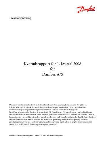 Kvartalsrapport for 1. kvartal 2008 for Danfoss A/S