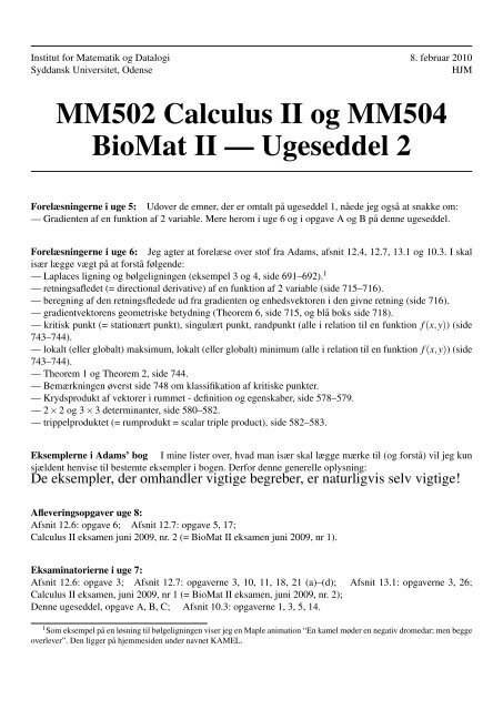 2 - Institut for Matematik og Datalogi - Syddansk Universitet