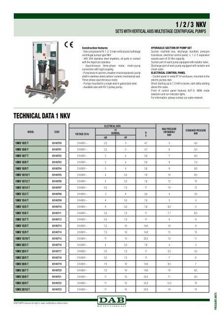 technical sheet - DAB Pumps S.p.a.