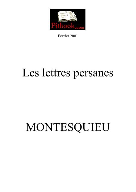 Les lettres persanes MONTESQUIEU - Pitbook.com