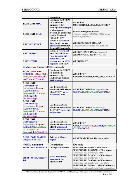 6 Configuration commands - for Falcom STEPP