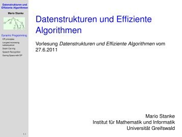 Datenstrukturen und Effiziente Algorithmen - Bioinformatics Greifswald