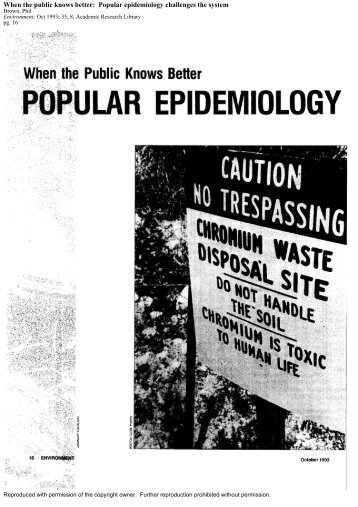 When the public knows better: Popular epidemiology ... - KMPK