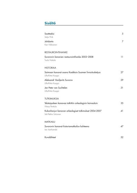 Suvorovin kanavat pdf-raporttina - Museovirasto