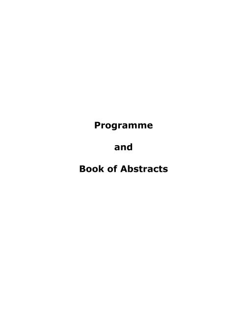 Programme and Book of Abstracts - IXth European Congress of ...