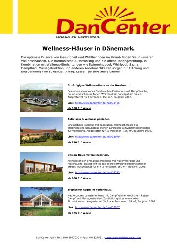Wellness-Häuser in Dänemark. - Dancenter