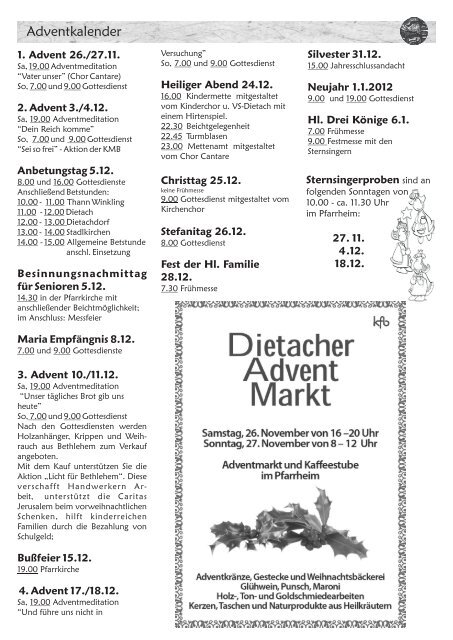 So, 27.11.2011 17.00 Uhr Pfarrkirche Dietach