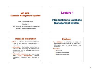 Lecture 1: Introduction to Database - Nubacad.com