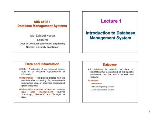 Lecture 1: Introduction to Database - Nubacad.com