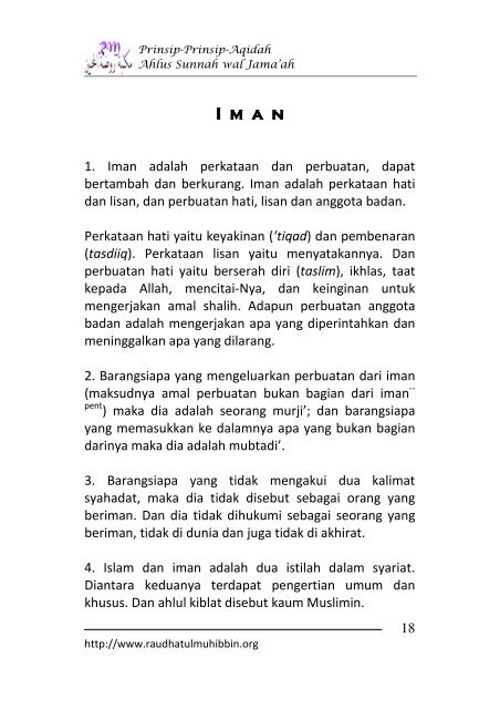 Prinsip Aqidah Ahlus Sunnah wal Jamaah – Pdf File