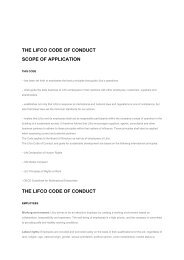 THE LIFCO CODE OF CONDUCT SCOPE OF APPLICATION THE ...