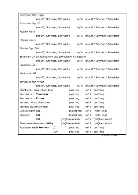 Der Untersuchungsbefund Ellenbogen - Praxis Dr. Günter