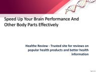 Speed Up Your Brain Performance And Other Body Parts Effectively