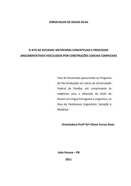 jorgevaldo de souza silva o ato de estudar: metÃ¡foras conceptuais e ...